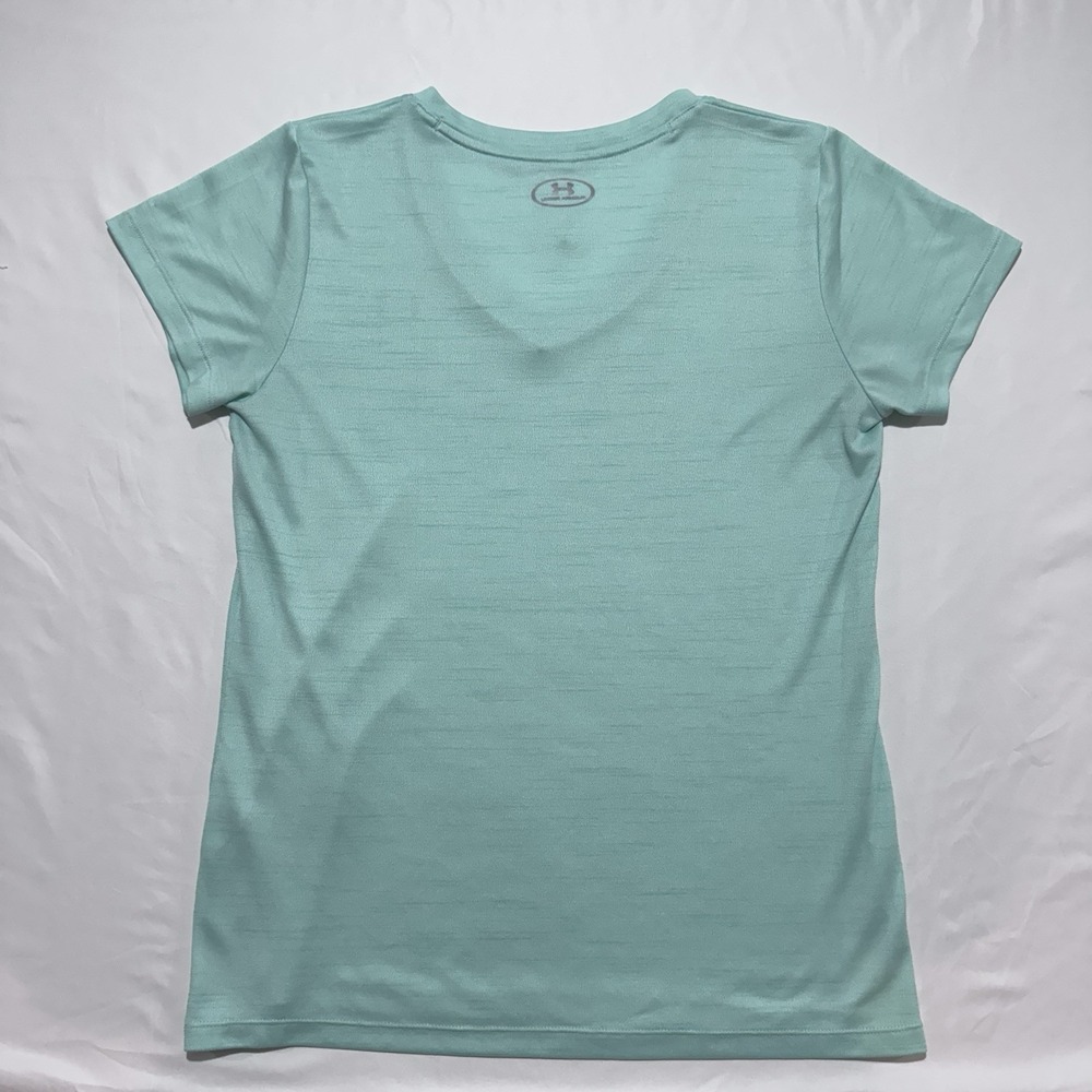 Under Armour HeatGear Women Short Sleeve V-Neck Activewear Top Teal Green Size S